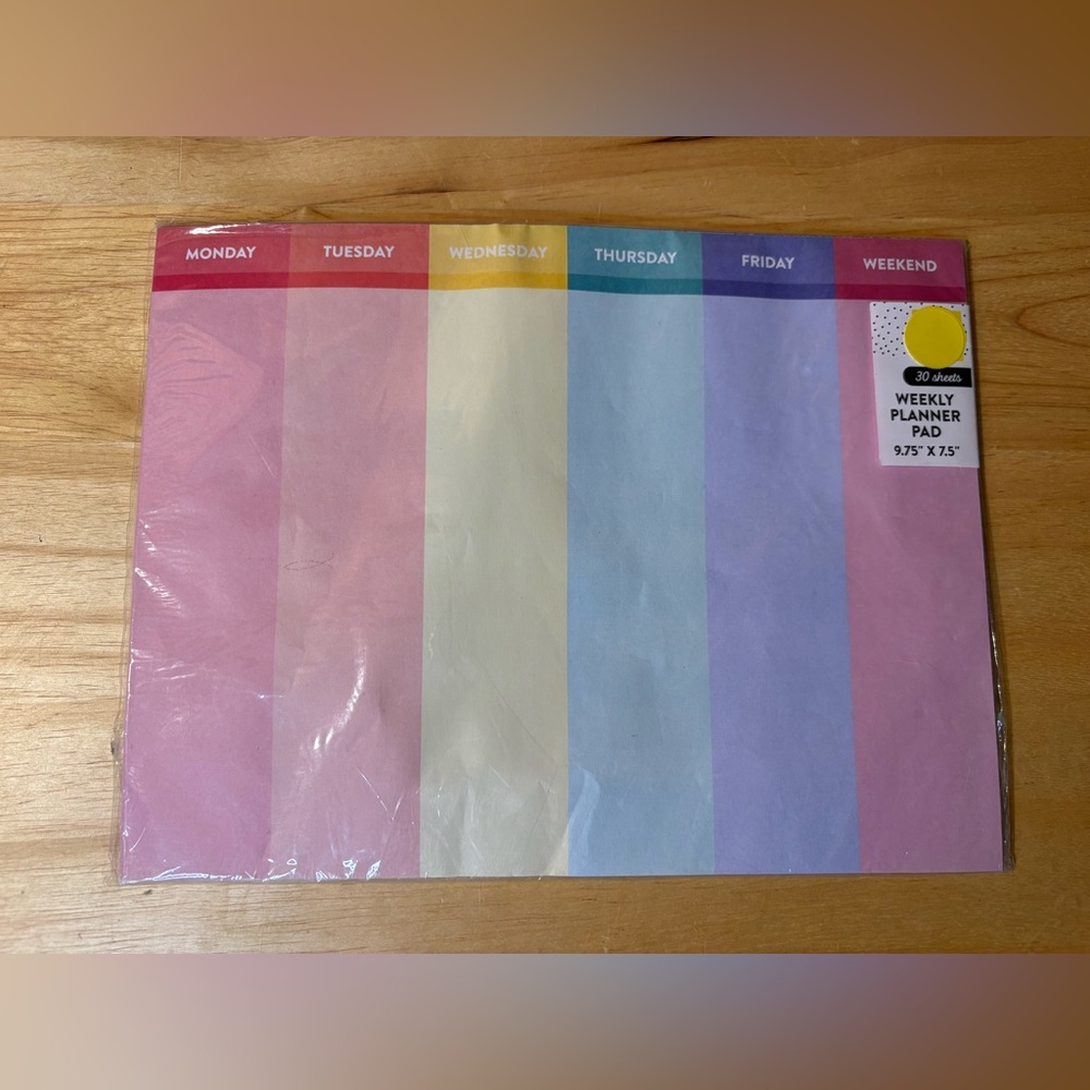 Color Block Weekly Planner Pad 30 Sheets 9.75 x 7.5 Desk Notepad